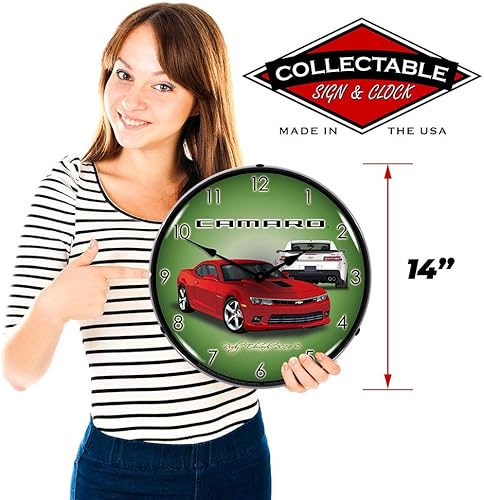 Miniatura 3 de 2014 Camaro SS Red Rock LED Reloj de Pared, RetroVintage, Iluminado, 14 pulgadas
