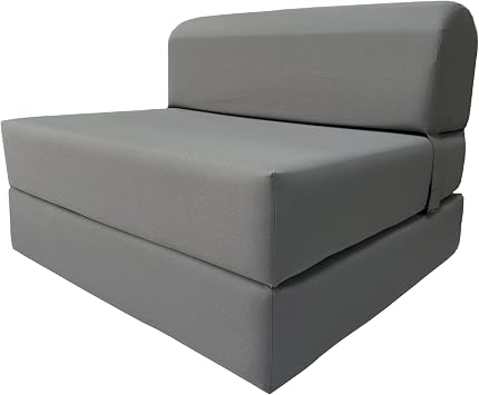 D&D Futon Furniture Sleeper Chair Folding Foam Bed, Portable Studio Guest Sofa Beds 6 x 36 x 70 Gray