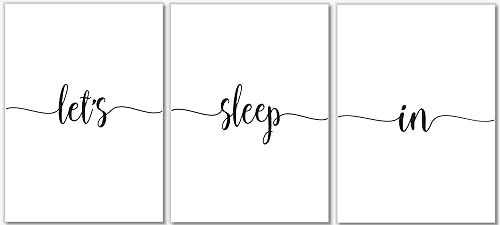 Let's Sleep In Art Prints - Bedroom Wall Decor - Set of 3  Above Bed Wall Decor - Unframed