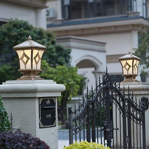 Miniatura 2 de ZEELYDE Luces de poste al aire libre, cabeza de puerta vintage, luz solar de pared, luz de columna de faro de columna de energía solar, faro de