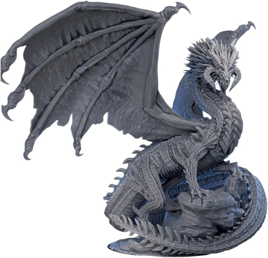 Unpainted DND Valicent the Eternal Dragon Miniature Figurine, Tabletop Gaming Collectible, Fantasy World, Ideal Gift for Dungeon Masters and Collectors Alike - Designed by Mammoth Factory
