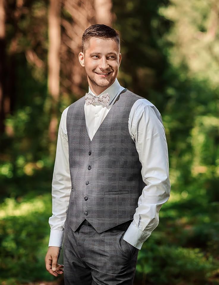 Alizeal Mens 2pcs Floral Self Tied Bow ties with Flower Patternd Handkerchief Set - Image 5