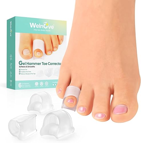 Miniatura 9 de Welnove - Corrector para dedo en martillo - 6 empaques de férulas para dedos - Enderezadores de dedos de gel suave - Realinea dedos doblados, Beige