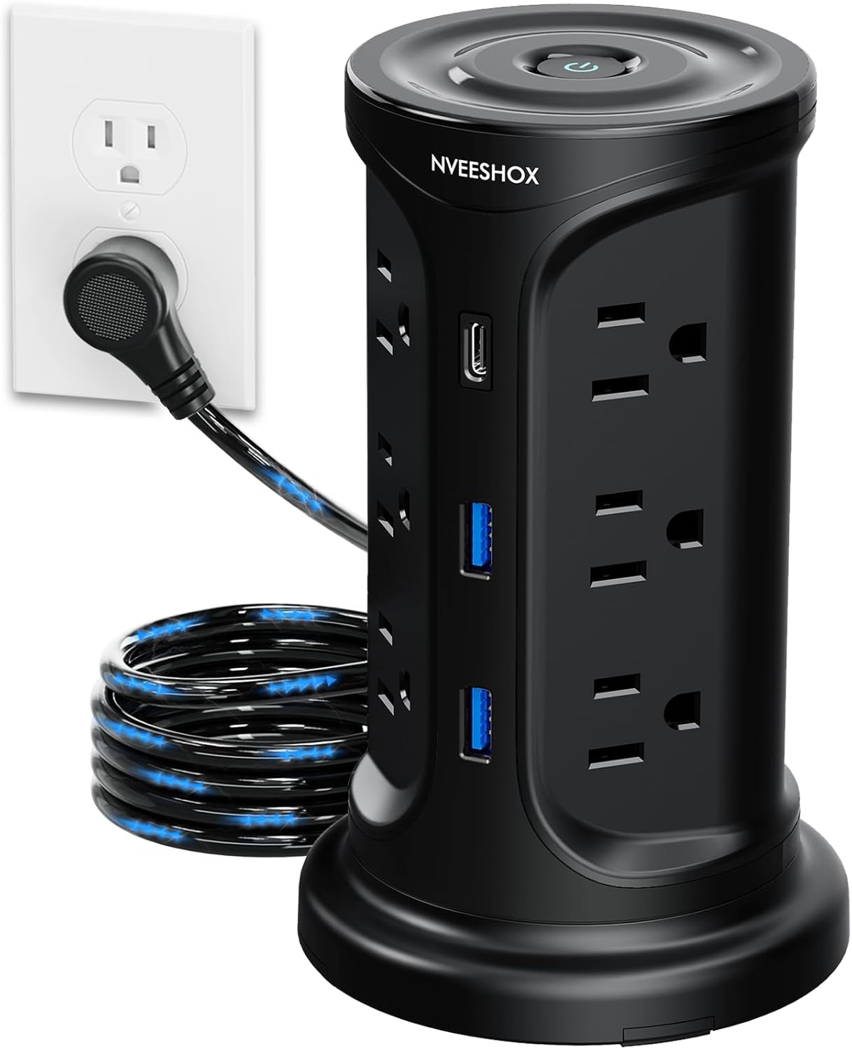 Extension Cord with Multiple Outlets Surge Protector Tower