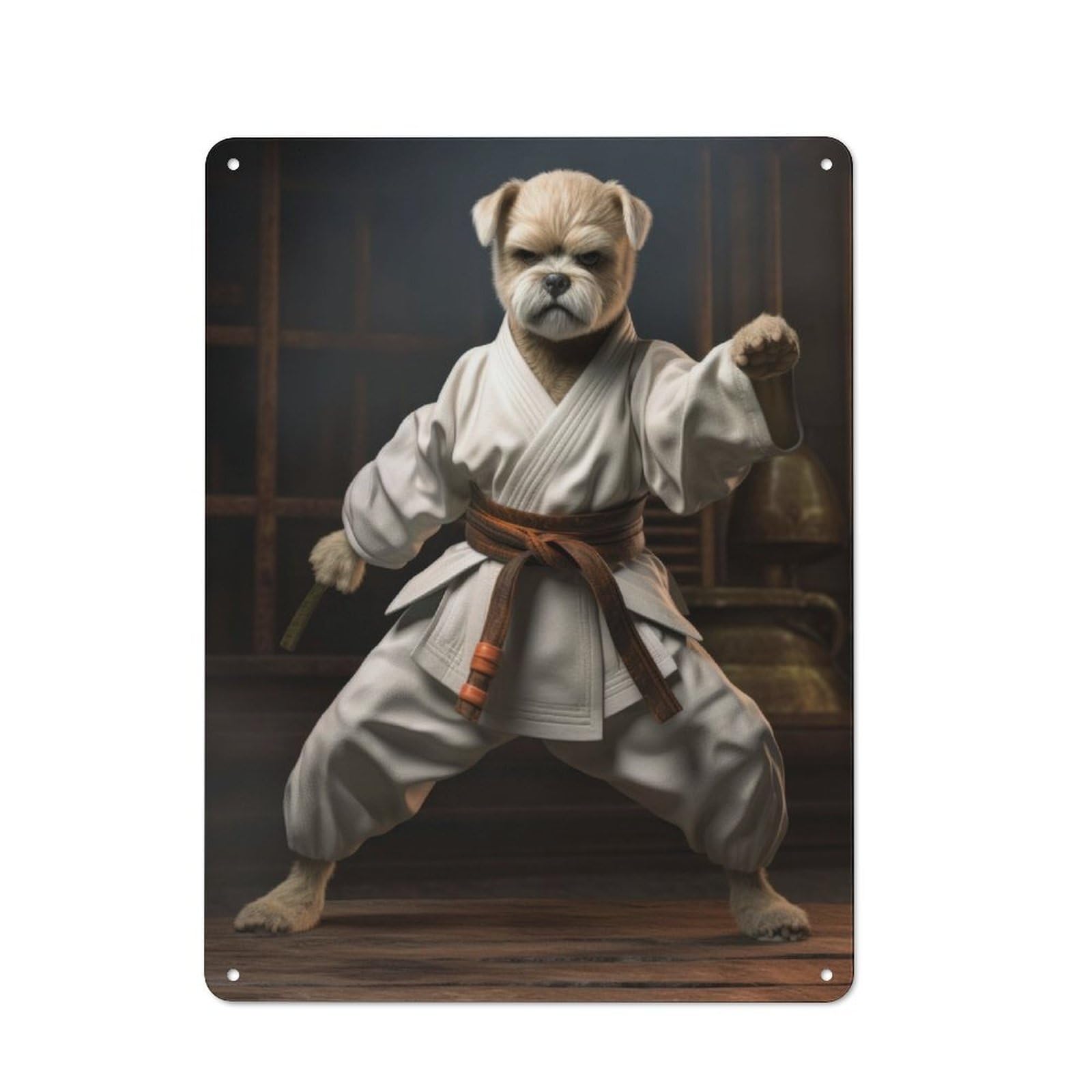 Junmoney Karate Dog Tin Wall Plaque 40X30cm With For Bar Or Restaurant, Suited To Bar Decor Enthusiasts