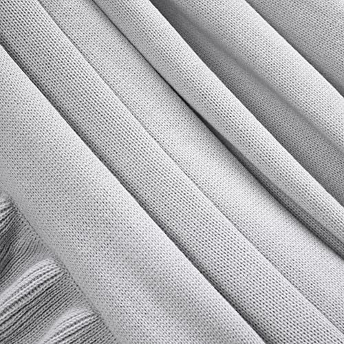 Image of Lush Decor Reyna Soft Knitted Ruffle Throw Blanket, 104 inch W x 88 inch L, Light Gray - Ruffled Bedding - Knit Blanket - Cozy Oversized Blanket For Bed or Couch - Vintage, Minimalist & Cottage Home Decor