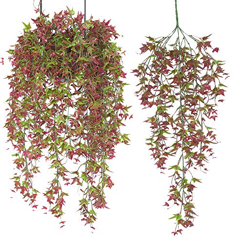 Fycooler 3Piezas Plantas Artificiales Colgantes Enredadera Planta Artificial Colgante, Planta Artificial Exterior Decorativas Hanging Plants Plástico Planta de Helechos Decoración Pared Terraza Jardín