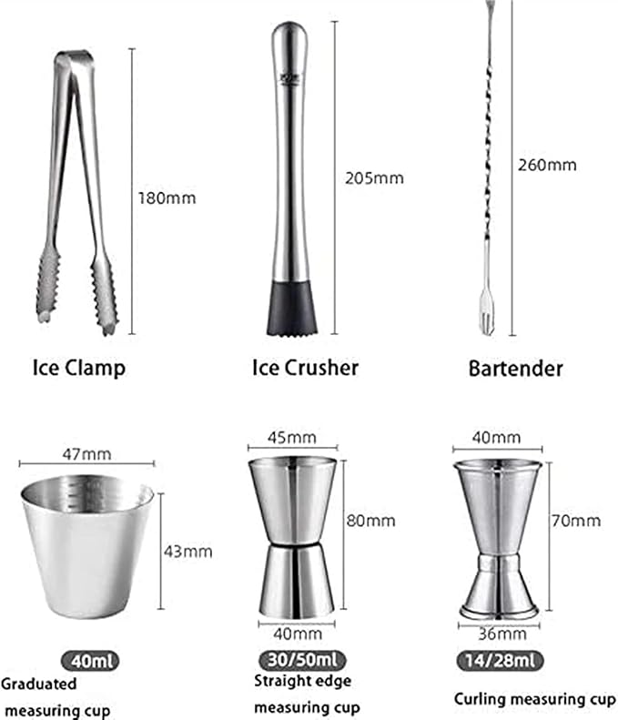 Set de Coctelería de Acero Inoxidable con Coctelera 350ml miniatura 3