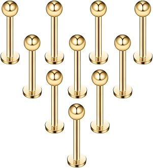 - Ruifan 16G 316L Stainless Steel 3mm Ball Labret Monroe Lip Ring Tragus Helix Cartilage Earring Stud Barbell Bar Length 6mm 8mm 10mm 12mm Body Piercing Jewelry