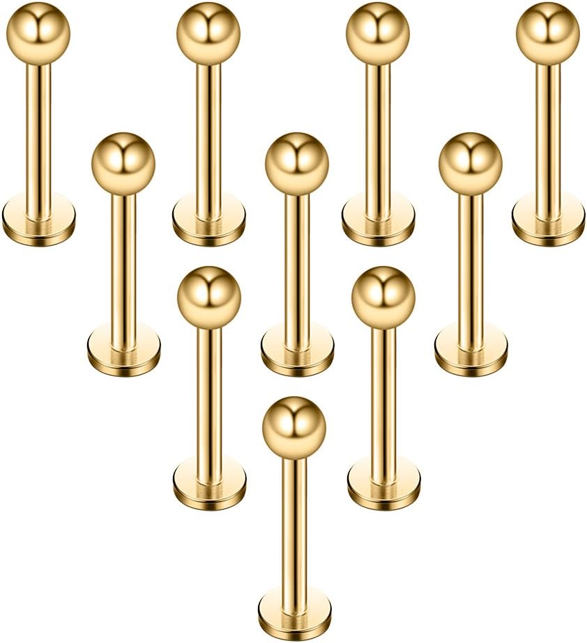 16G 316L Stainless Steel 3mm Ball Labret Monroe Lip Ring Tragus Helix Cartilage Earring Stud Barbell Bar Length 6mm 8mm 10mm 12mm Body Piercing Jewelry