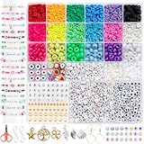 zenmag Friendship Bracelet Making Kit, Clay Beads and Pony Beads for Bracelet Making, Jewellery Making Kit with Letter and Charms, DIY Kit Gifts - Image 1