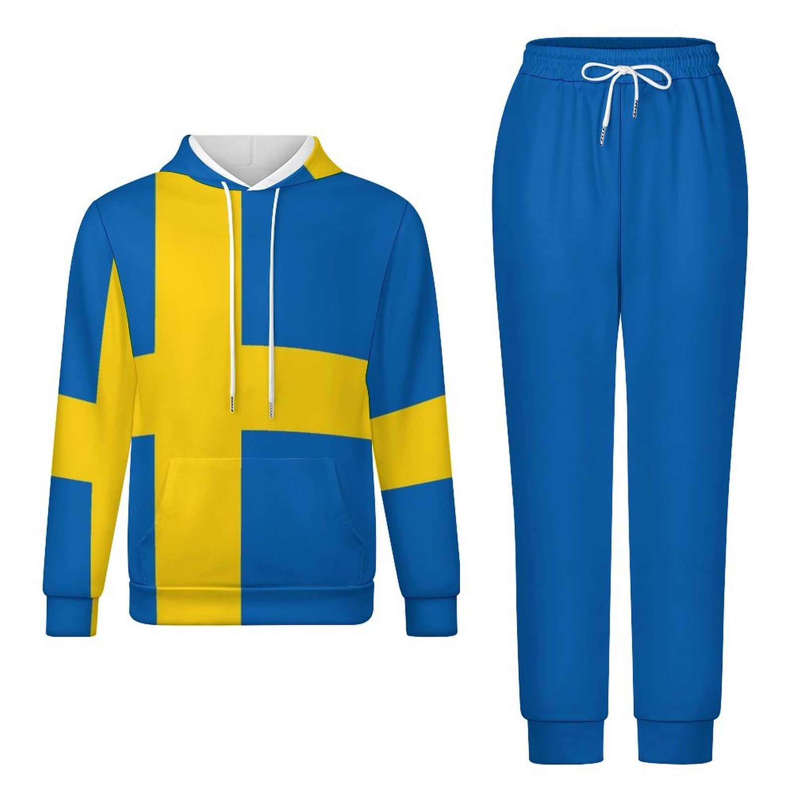 Set Da Salotto Per Uomo E Donna 2 Pezzi Tuta A Maniche Lunghe Taglie Forti Abbigliamento Sportivo Maglie Con Cappuccio Pantaloni Da Tuta Autunnali Tuta Unisex Con Bandiera Svedese