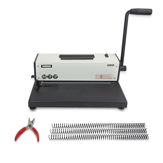 Rayson PD-1501 Coil Binding Machine with Electric Coil Inserter - Professionally Bind Presentations Documents, 4:1 Pitch with 46 Round Holes Spiral Binder