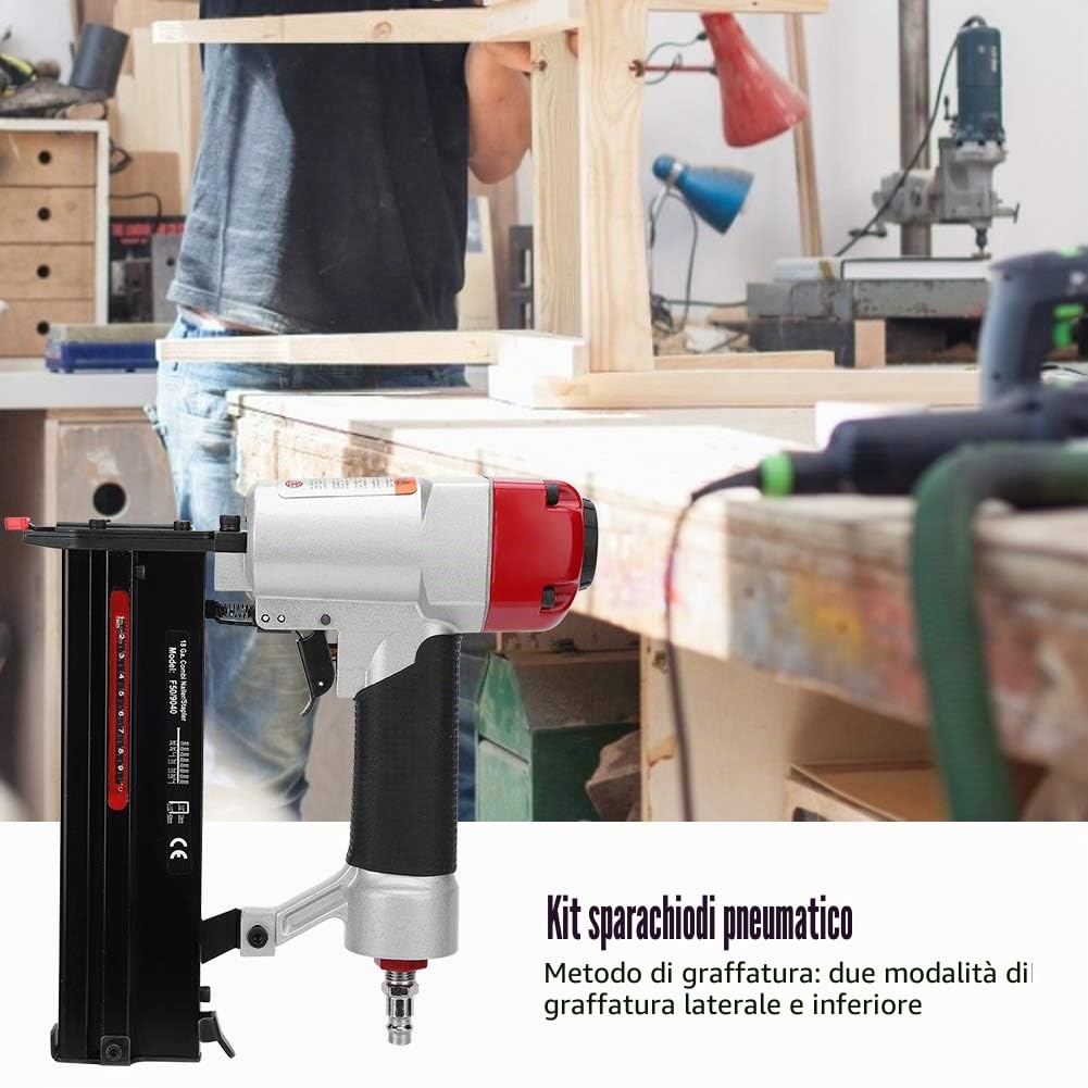 Kit di chiodatrici pneumatiche 2 in 1 ad aria compressa senza testa, micro pistola per unghie leggera, pistola chiodatrice con finitura con convertitore per mobili, armadi, decorazione d'interni