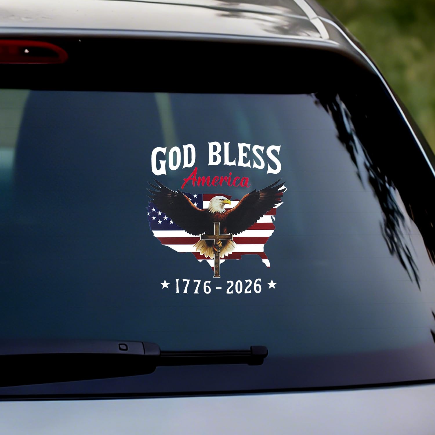 250th Anniversary Bald Eagle Stickers, God Bless,Vinyl, Waterproof, 8.46"x 7.87", Multicolor, Commemorative Design for Cars, Trucks, Vehicle Windows,Laptops