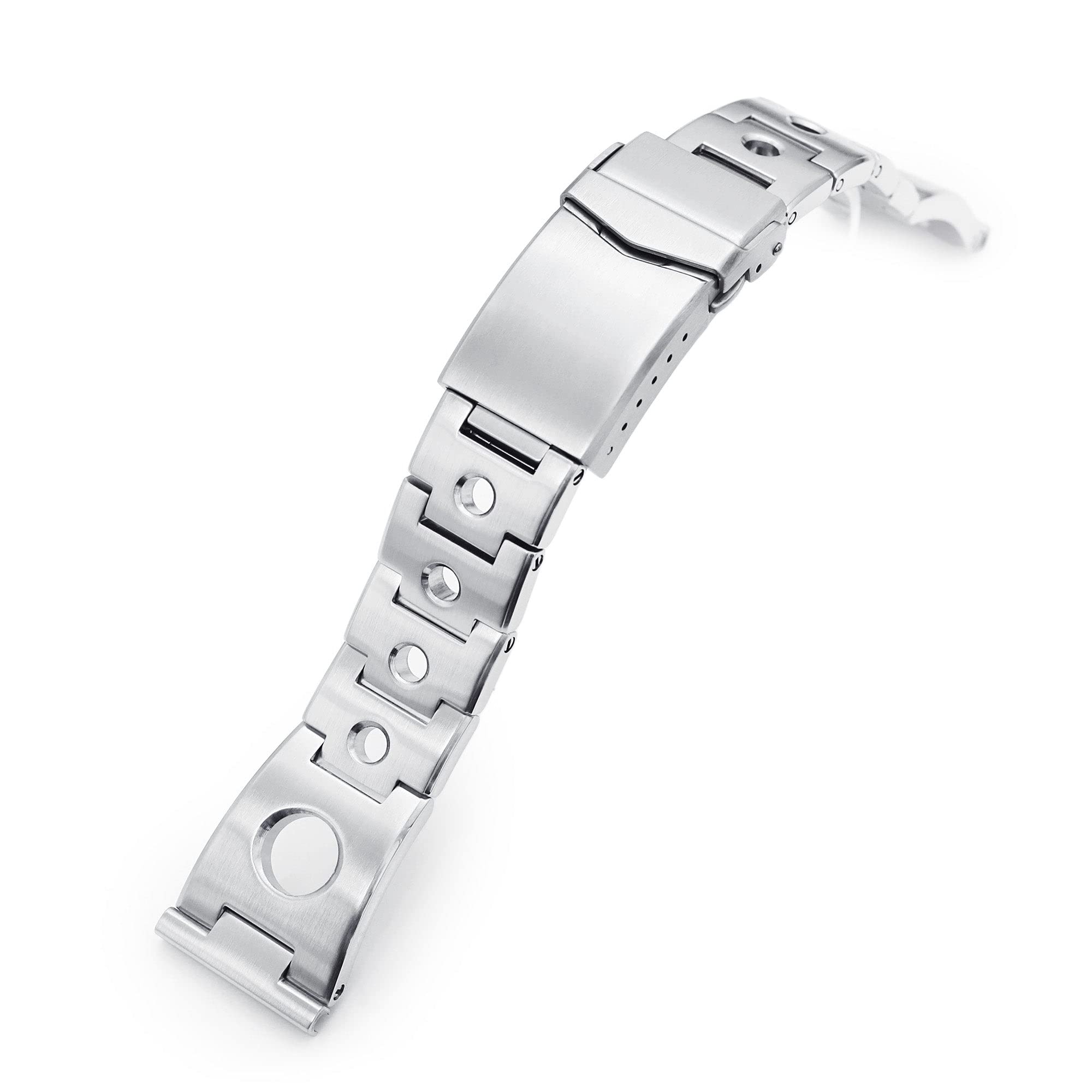 Bracelet De Montre 10x22 Mm Argent Mat Avec Maillons D'extrémité Incurvés - Réf. #48 | Neuf