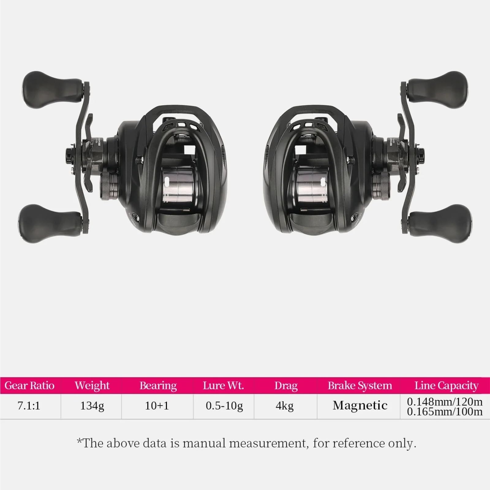 Kompatibel for 50S Baitcasting-Rolle, 134 g, 4,6 g, Flache Spule, 7,1:1 Carbon, leichte Game-Casting-Rolle, Forellen-Ajing-Rolle