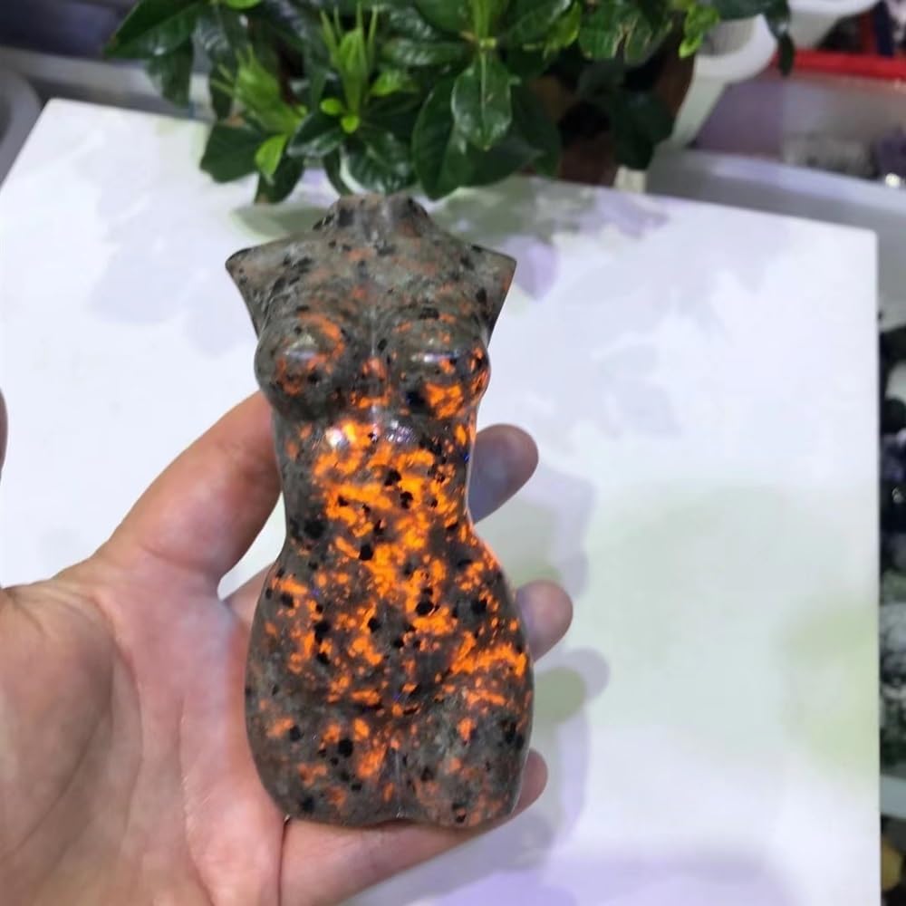 RVBLRDSE Flame Stone Crystal Female Model Statue Body Carved Crafts Polished Figurine Home Decor 1pcs (Size : 1pc 16-17cm) Gemstone Stone