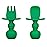 Bumkins Baby Utensils Set, Chewtensils Silicone Spoons for Dipping, Self-Feeding, Baby Led Weaning, Trainer Learning, First Stage Eating, Soft Practice Fork and Spoon, Babies 6 Months, Jade Green