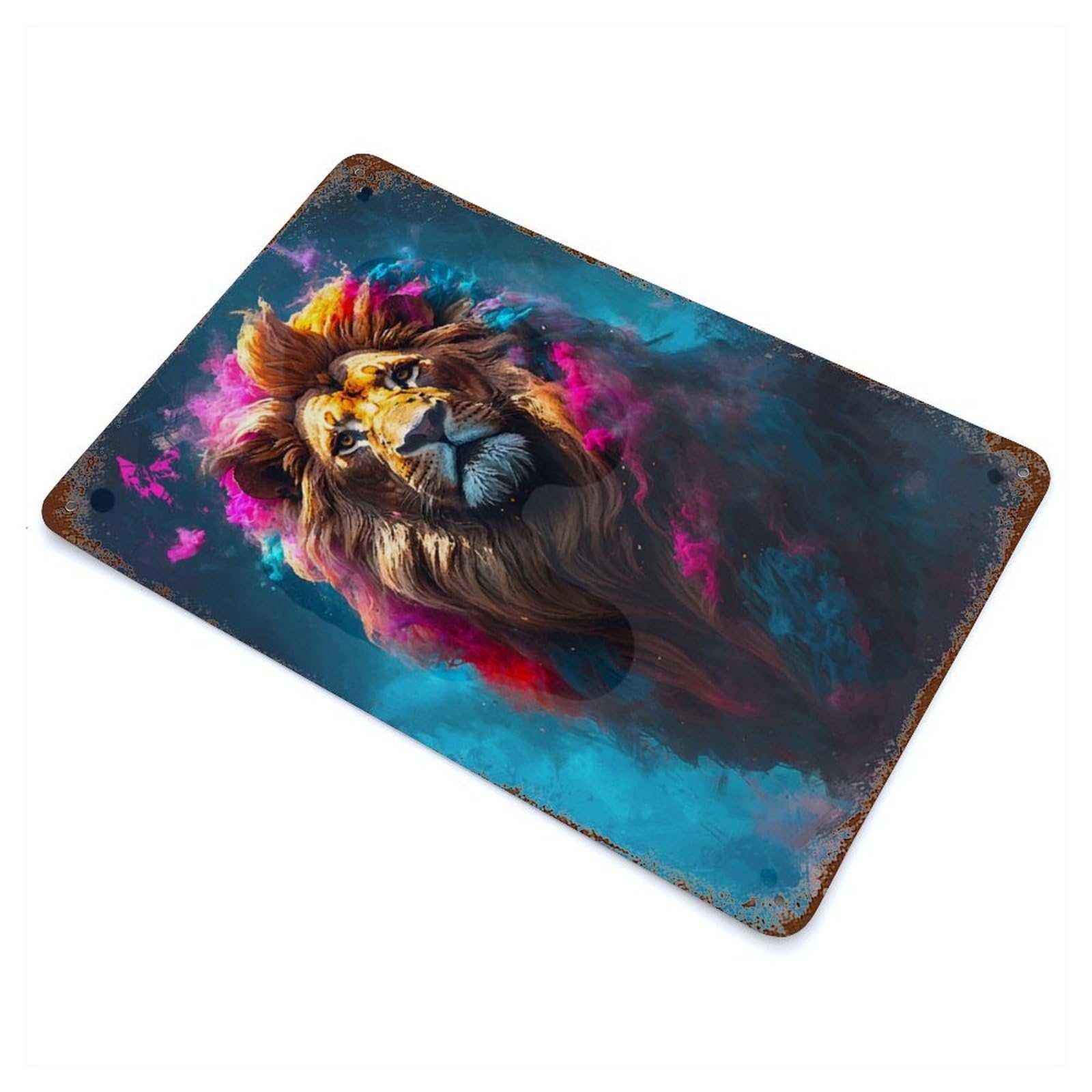 Regal Lion 11.8"x7.9" Vintage Rust Metal Sign, Decorative Metal Wall Art for Living Room, Hallway And Home Decor