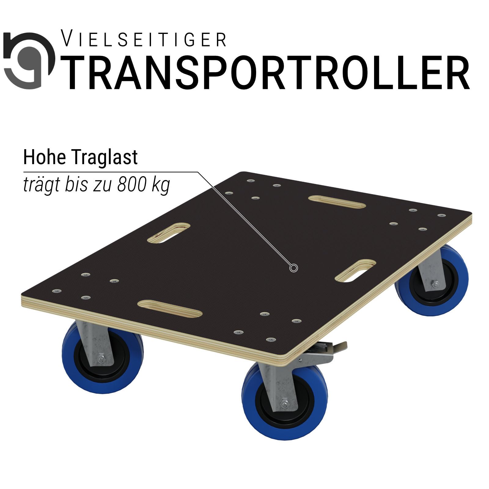 HAGO Lot de 24 roulettes pour meubles avec frein de 40 x 60 cm - Planche à roulettes robuste jusqu'à 800 kg - Chariot de transport pour meubles avec poignées encastrées - Chariot de qualité supérieure