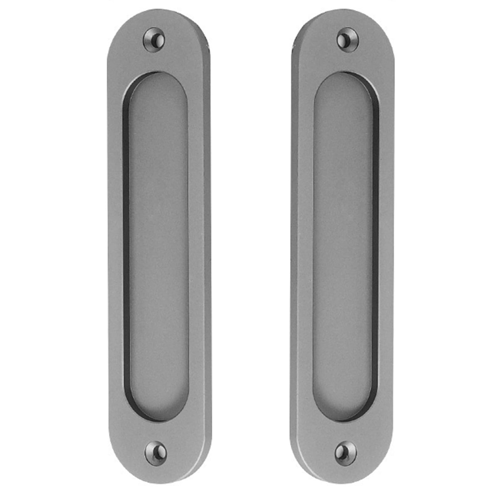 Hzbb Gray 2Pcs Barn Door Hardware Pulls Wardrobe Sliding Door Embedded Handle Ergonomic Glass Doors Hardware Barn Pulls