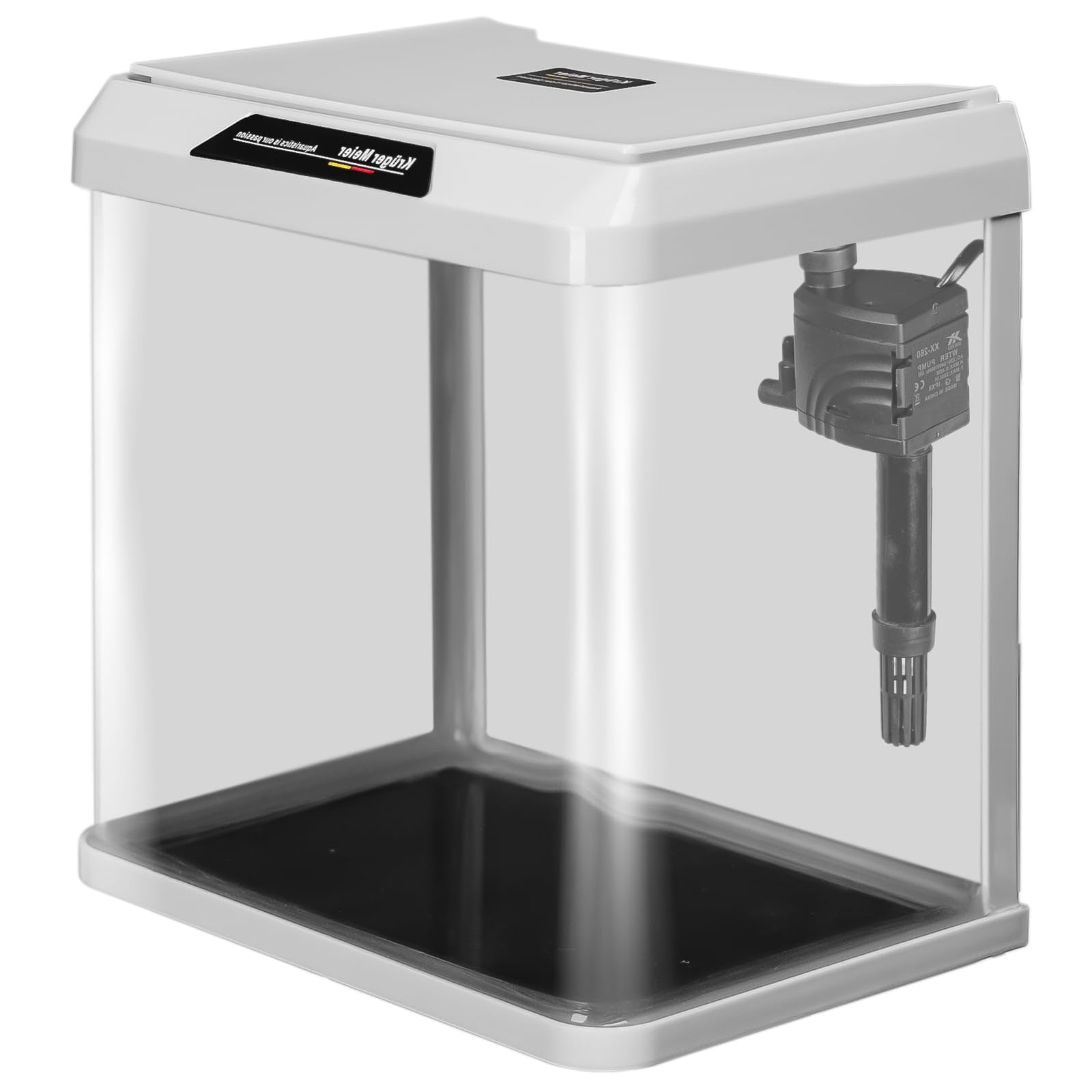 Kruger Meier Como Aquarium 7L – Nano-Aquarium Set mit Beleuchtung, Filter & Abdeckung – Weiß