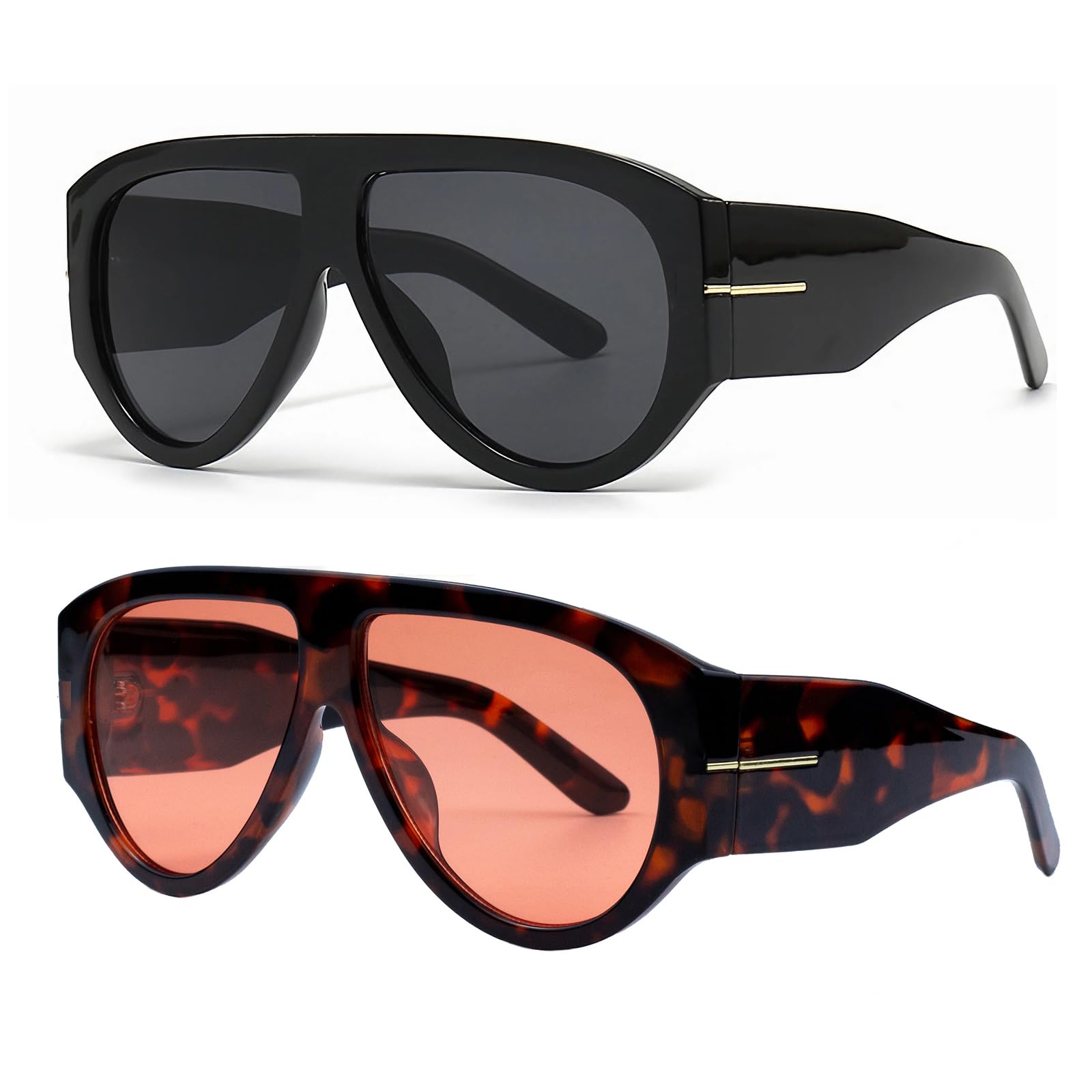 Trendy Retro Oversized Aviator Sunglasses for Women Men 70s Luxury Designer Thick Classic Sun Glasses-image-27