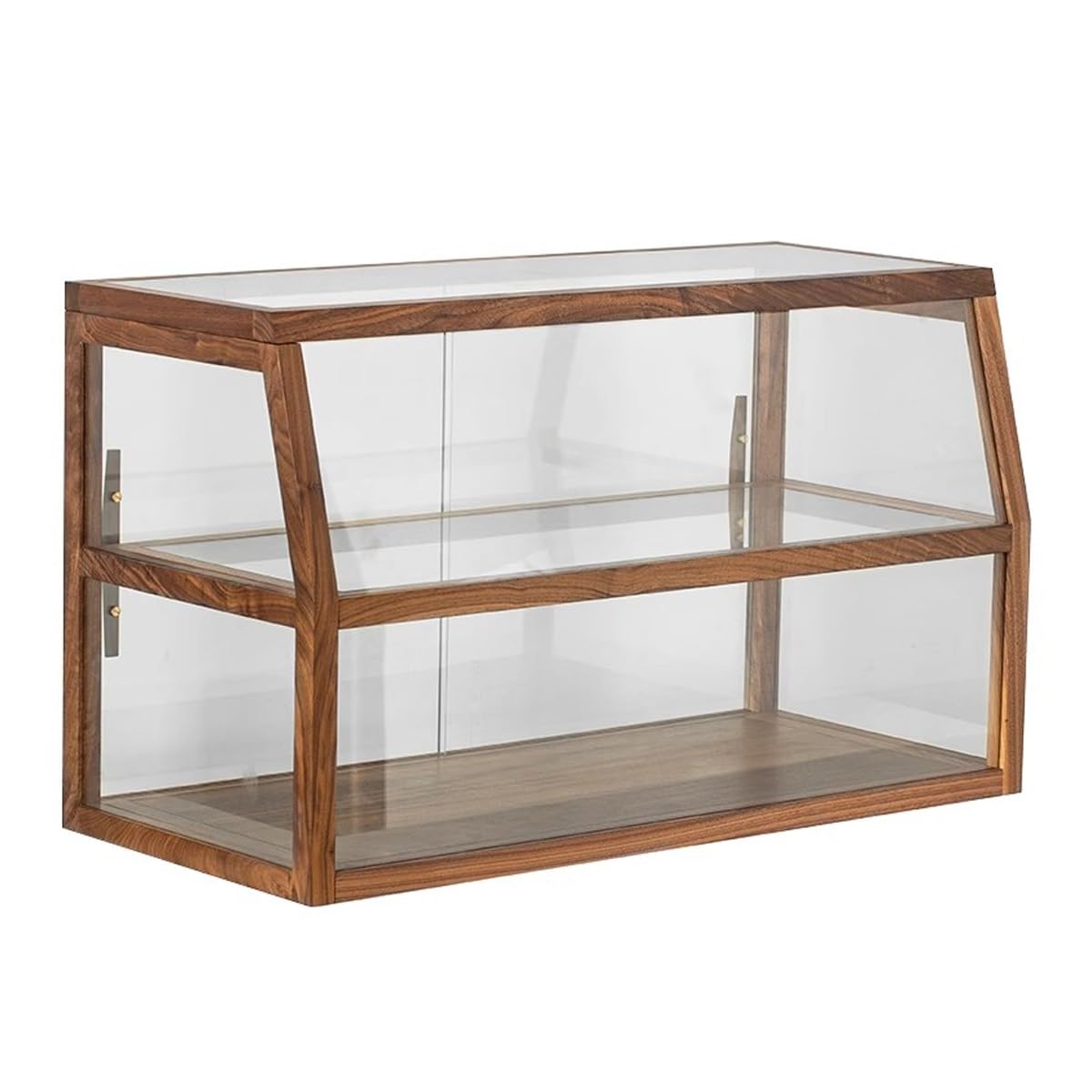 Vitrina Trapezoidal de Madera de 2 Niveles para Pasteles y Galletas, Ideal para panaderías. Exhibidor Comercial de mostrador para Tartas. Vitrina de Cristal Transparente. Caja para Pan. Armario de al