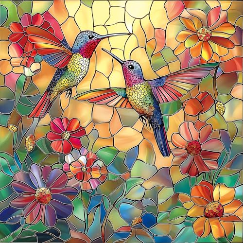 MINIWAN Vintage Paint Hummingbird Flower 500 Piece Puzzle for Adults