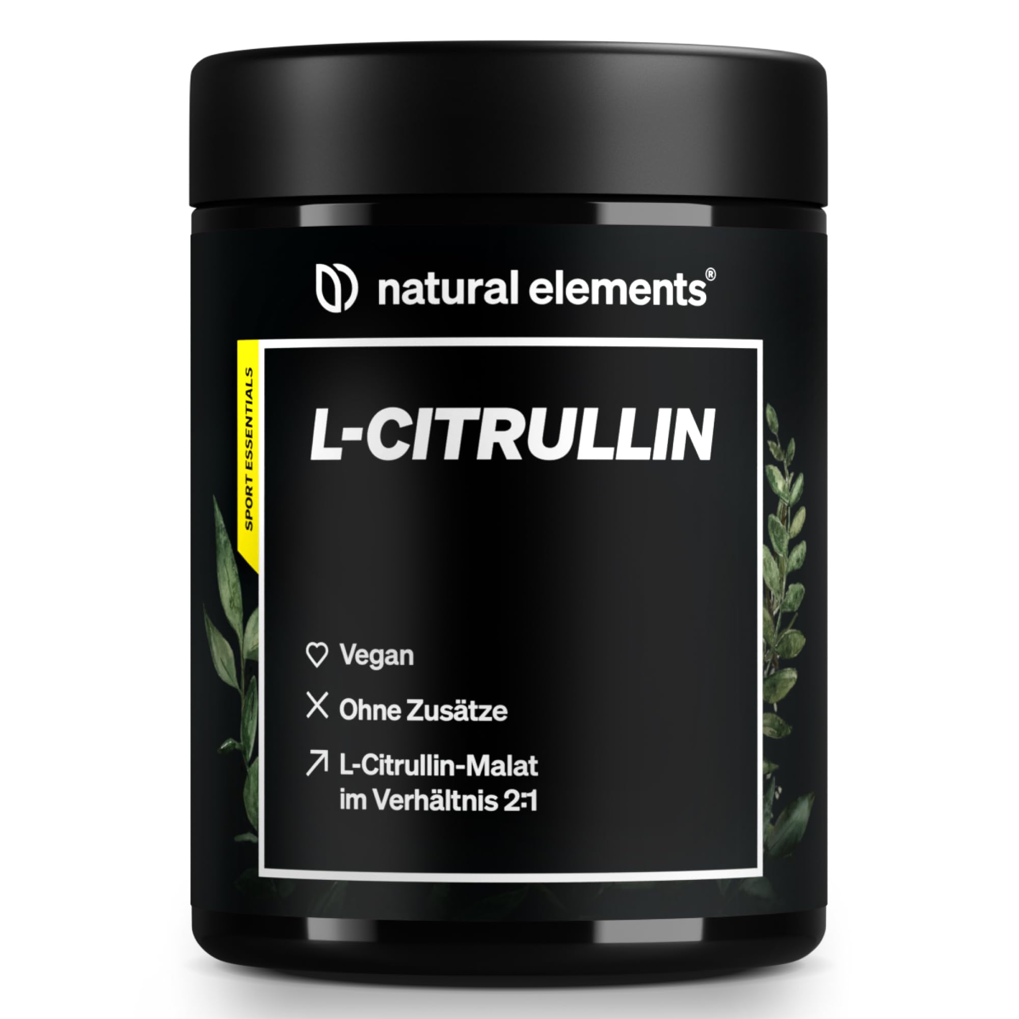 natural elements L-Citrullin Malat Pulver 2:1 – 500g Pulver – ideal vor dem Sport – vegan, hohe Reinheit, hochdosiert, ohne Zusätze – in Deutschland entwickelt & laborgeprüft
