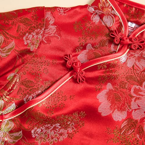 Girls Peony Qipao Chinese New Year Dress Chinese Traditional Clothes for Kids Toddler4