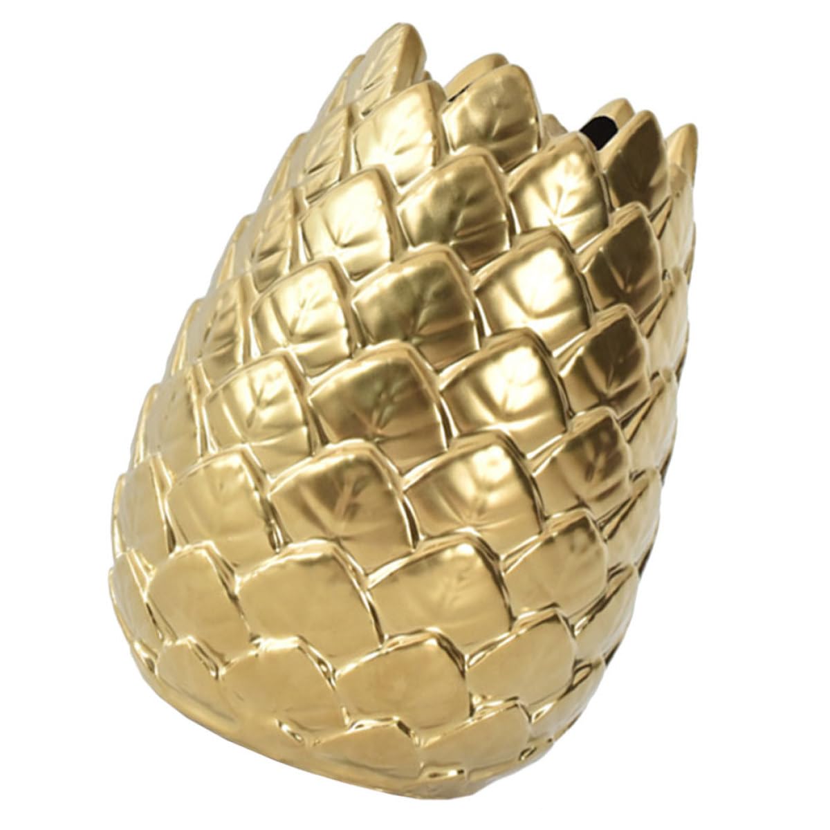 Jarrón Decorativo Diseño Sencillo y Artístico Estilo Nórdico de Cerámica Dorado y Contenedor de Flores Redondo para de Escritorio