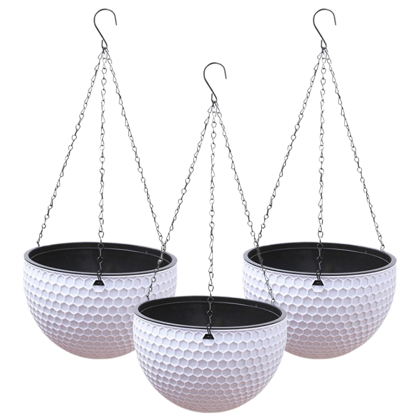 Wedhapy Hanging Plant Pots Hanging Planter 3Pcs Round Honeycomb Flower Pots 22in Plant with Drainage and Stopper Heavy Duty Baskets for Plants