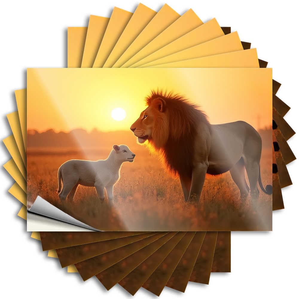 Fzfn Colour Bedroom Door Decorations, Sticker Funny Bumper Quote Stickers, Positive No Residue Decals For Luggage | Best Party Favor Custom Sunset Encounter: Lion And Lamb In Harmony(8X12cm)