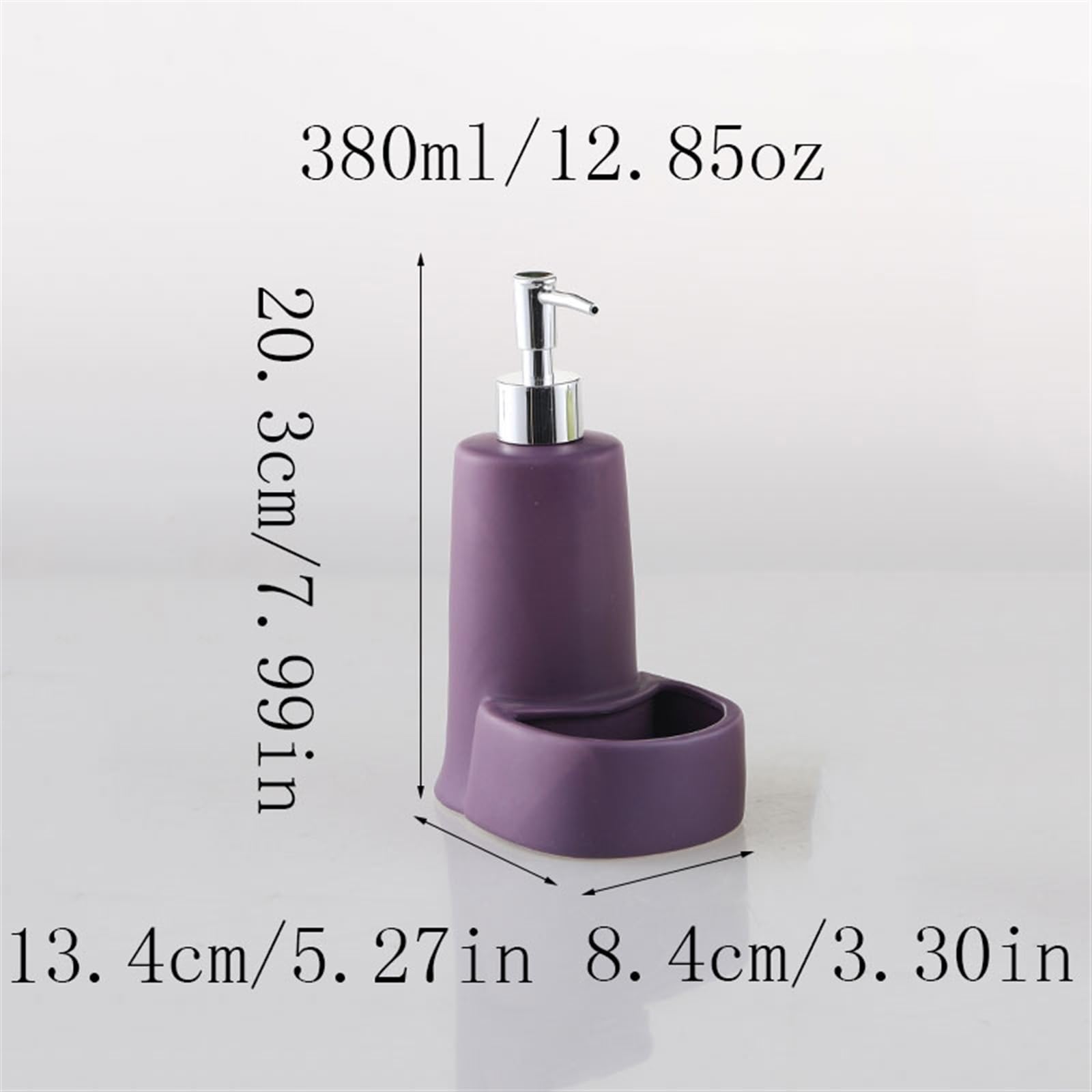 Dozownik płynu Pompa mydła z uchwytem na kulkę do kąpieliUchwyt na gąbkę Ceramiczny dozownik mydła do mydła ręcznego, mydła, balsamu (380 ml) Dozownik mydła w płynie do kuchni (kolor: A)
