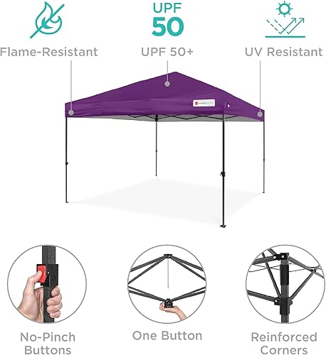 Miniatura 4 de Best Choice Products Carpa Toldo Desplegable de 10x10 pies para Instalación de 1 Persona, Refugio Portátil Instantáneo con Botón de 1 Toque