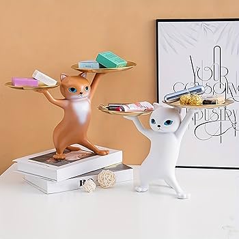 ねこの置物 Amazon.co.jp: AKINORE 招き猫 皿を捧げる猫さん 置物 玄関収納