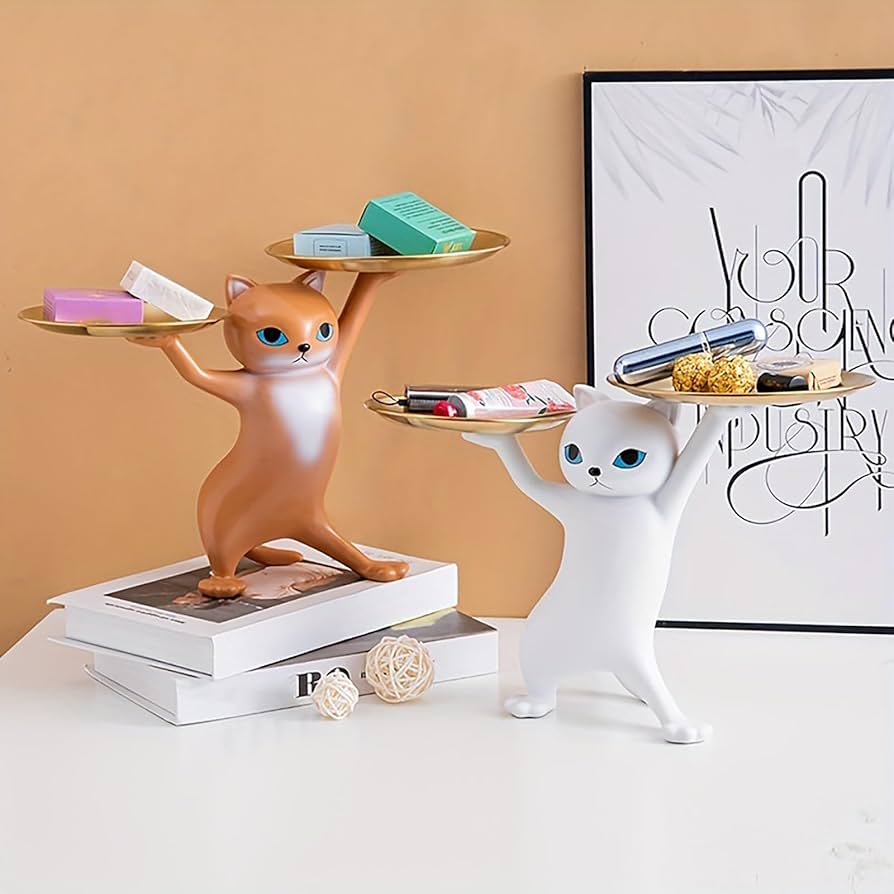 専用ページ　猫の置物二つ Amazon.co.jp: Danwnoio 鍵置き 皿を捧げる猫 小物置き 玄関