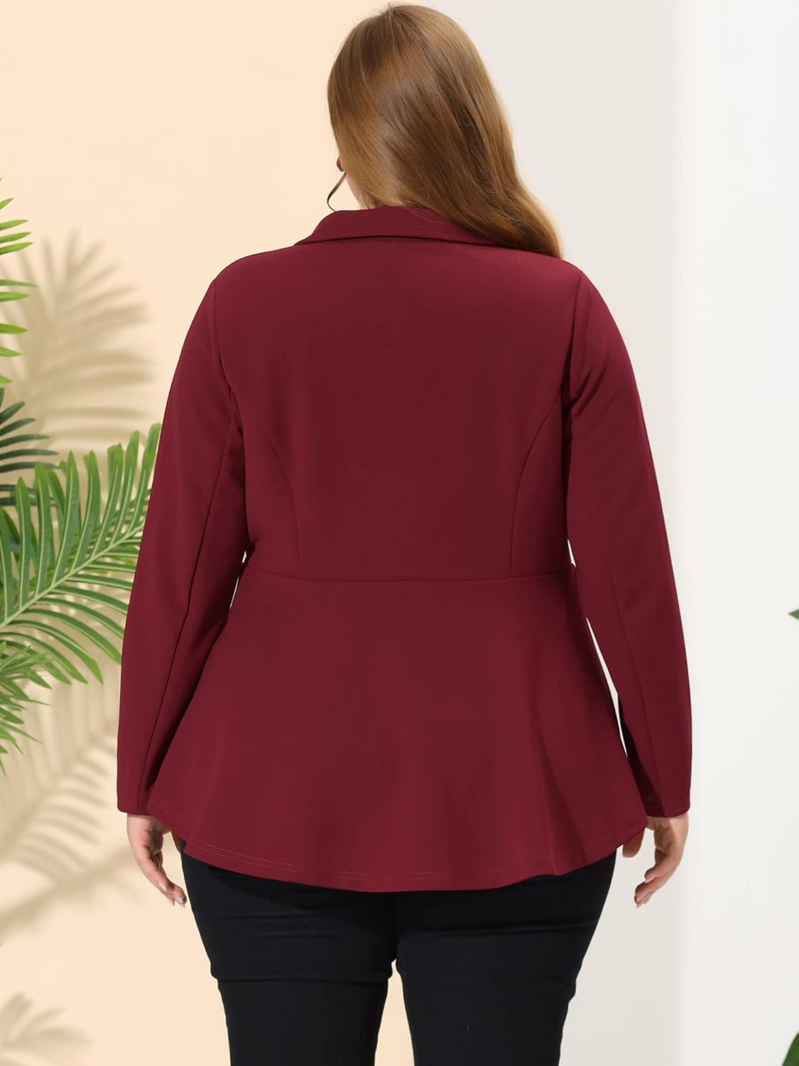 Agnes Orinda Women's Plus Size Blazer Notch Panel Work Business Casual Outfits Dressy Suit Jacket Peplum Blazers - Image 4