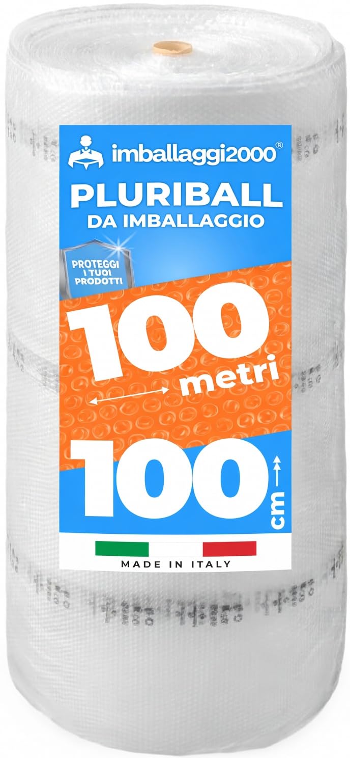 Pluriball Imballaggio 1x100mt 55gr/mq Plastica con Bolle per Protezione Oggetti