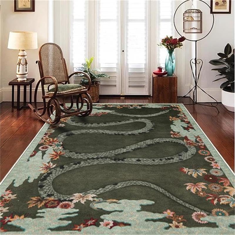 Tapis salon vintage rose et vert oriental 180x200 cm