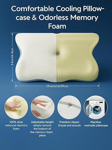 Miniatura 4 de Almohada ortopédica cervical  Soporte ergonómico de espuma viscoelástica para el cuello para aliviar el dolor, personas que duermen de lado y