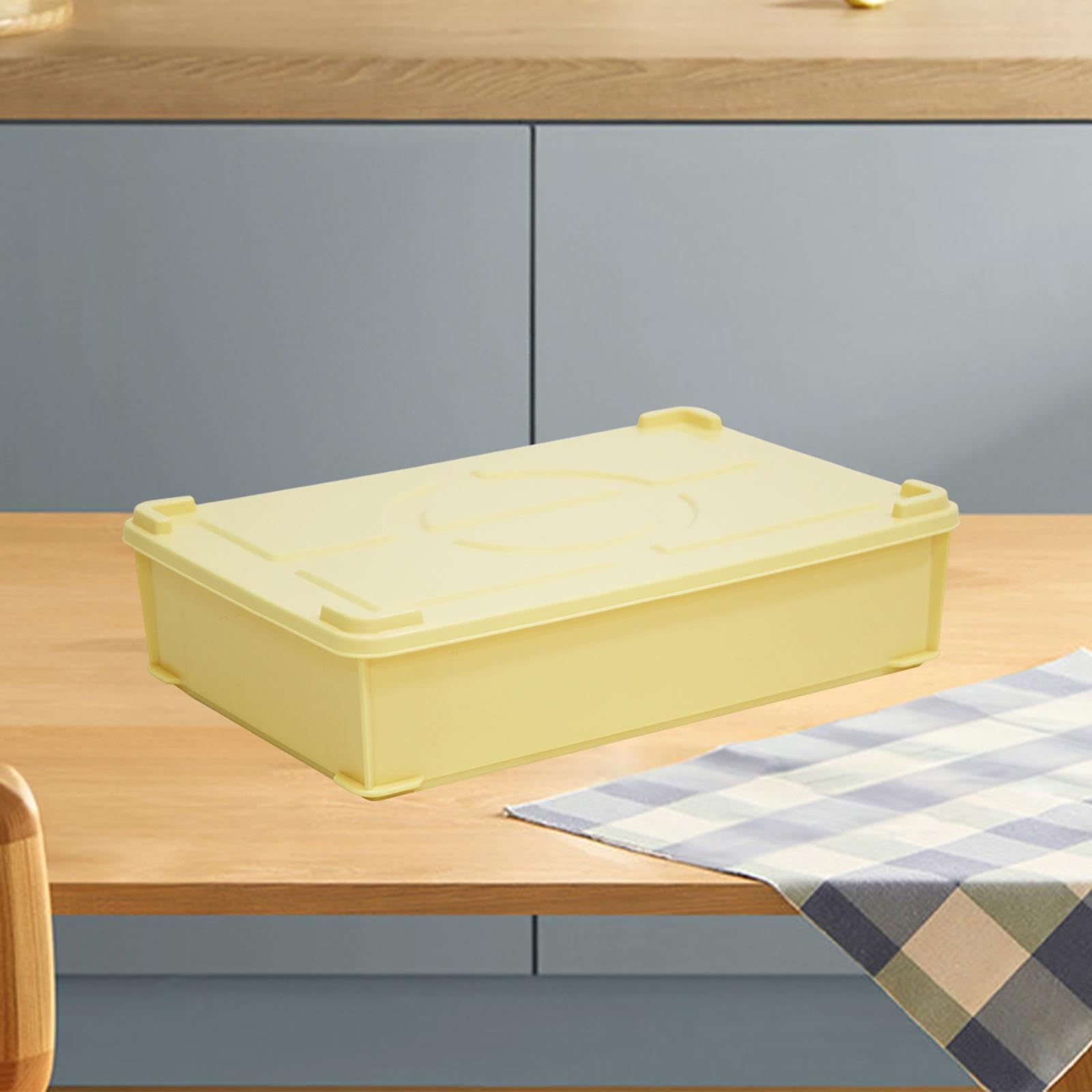 Boîte de Fermentation Pâte Pizza Plateau Rangement Aliments Bac Réfrigérateur Empilable Solide Facile à Nettoyer Utilisable pour Restaurant, Jaune Grand