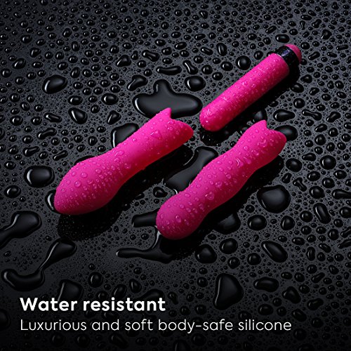 PLSRx by HoMedics The Bullet Mini Vibrator Dildo, waterdichte, draadloze vibrator van medische siliconen, trilmassageapparaat en seksspeelgoed, instelbare intensiteit, verschillende opzetstukken - Afbeelding 4