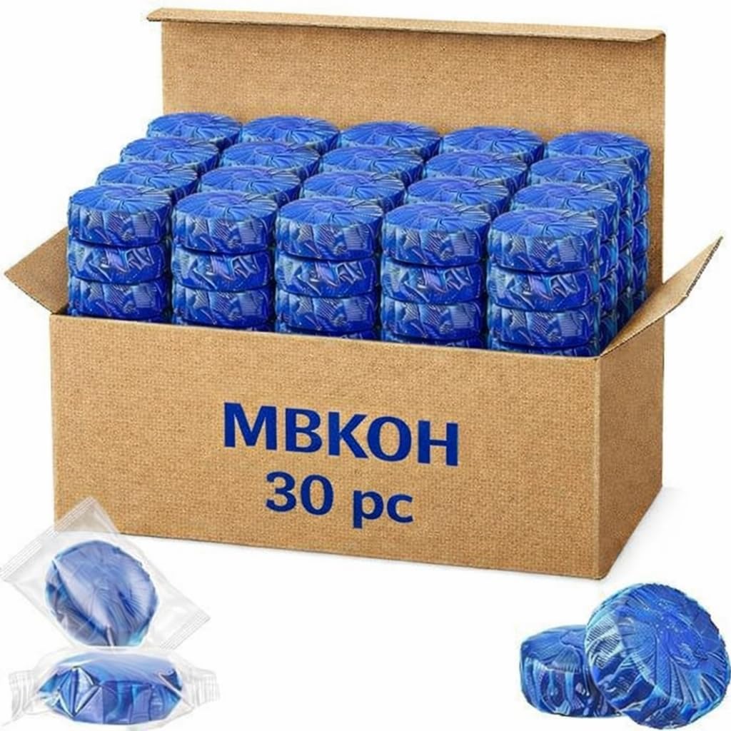 Flush Toilet Bowl Cleaner Tablets (30 Tablet) Automatic Toilet Tank Cleaner, Blue Freshener Tablets for Stain Removal, Deodorizing & Long-Lasting Cleaning – Easy to Use, Septic Safe (30 Tablettss)-image-47