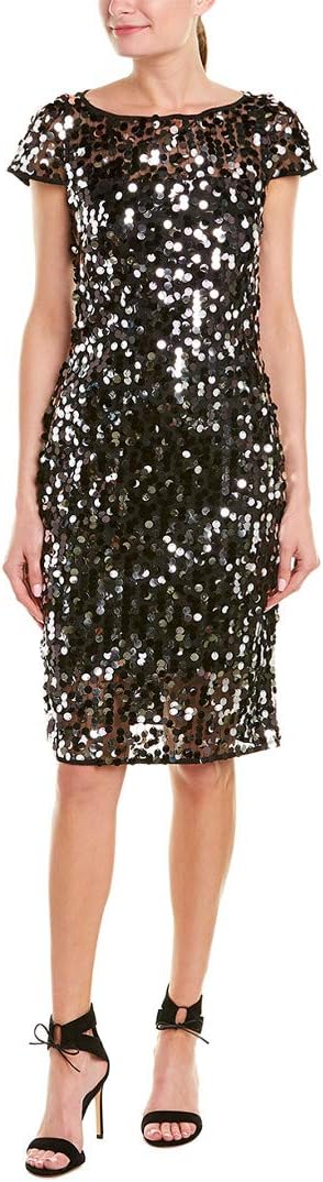 MILLY Women's Pailette Short Sleeve Slim Midi Linda Dress