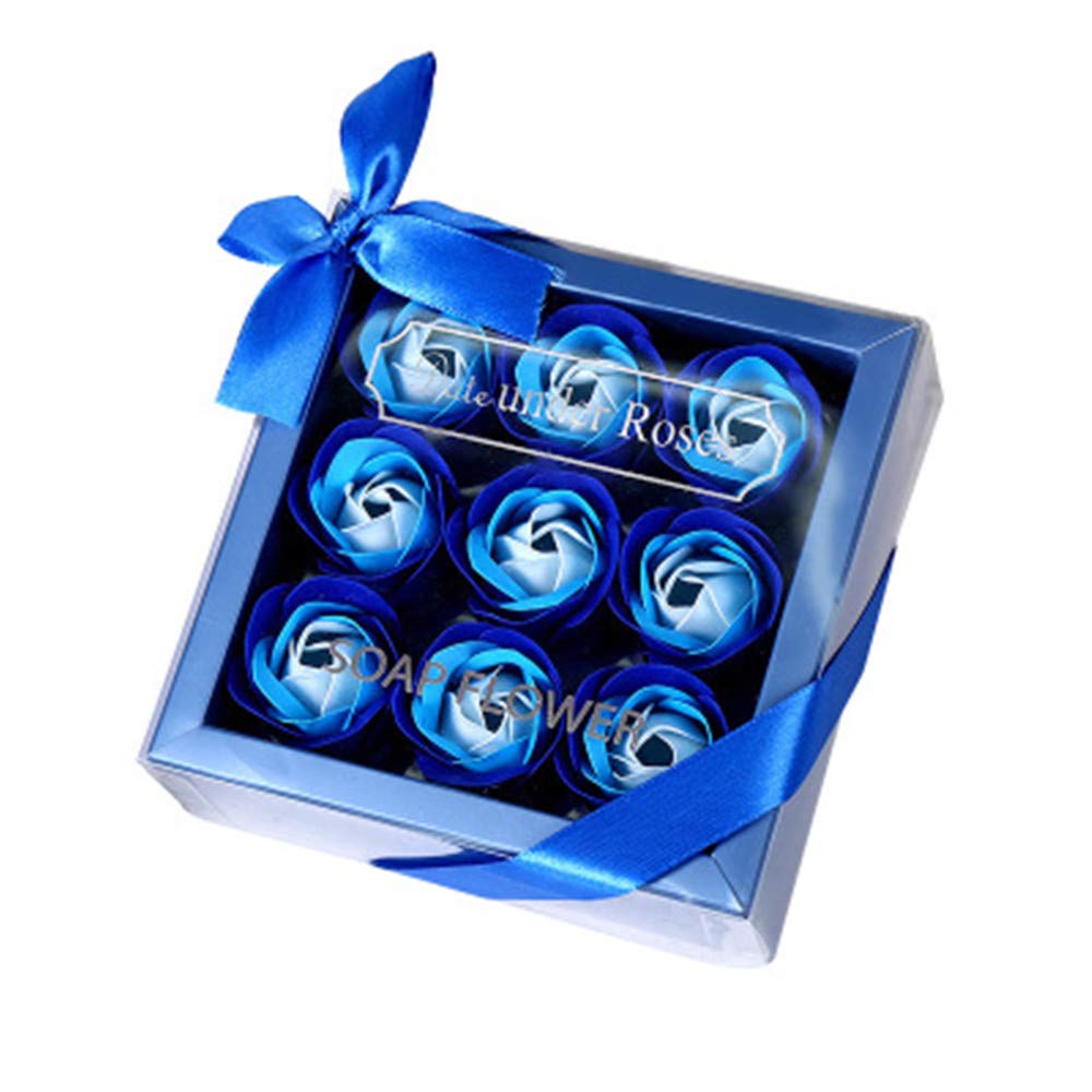 Xiton 1PACK Floral Scented Bath Soap Rose Flower Petals Shaped Soap Plant Essential Oil Rose Soap Sweet Gift Set For Mother's Day(Blue)