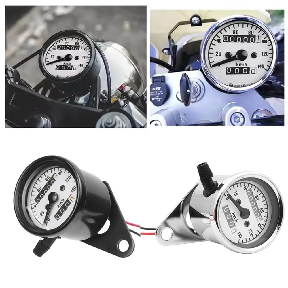 Prędkościomierz Uniwersalny podwójny licznik motocyklowy, mechaniczny licznik prędkościomierza z wyświetlaczem analogowym pasujący do renowacji klasycznych rowerów