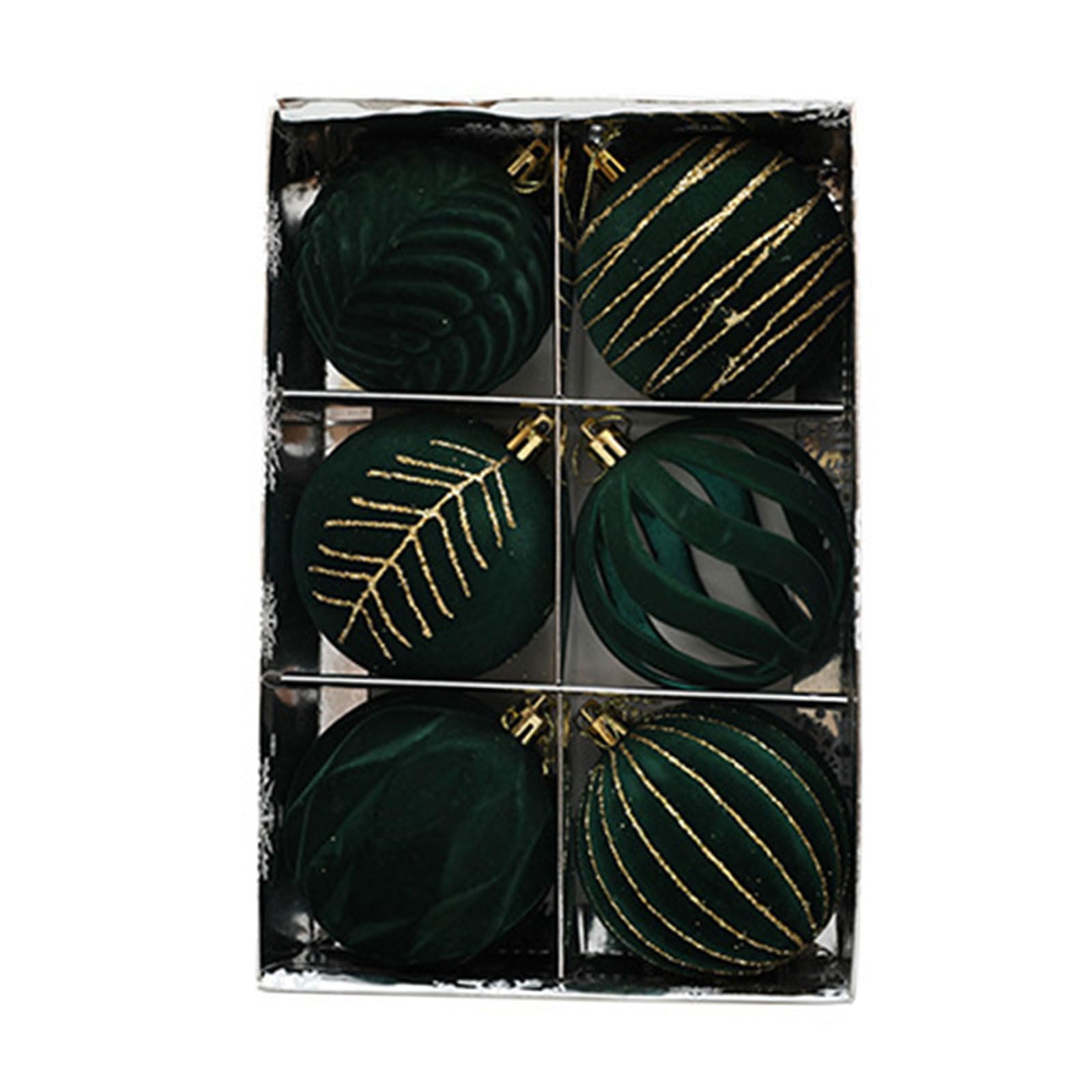 6Pcs Shimmering Christmas Tree Baubles Velvets Flocking Ornaments for Festives Stylish Holidays Home Decorations Seasonal Tree Adornment